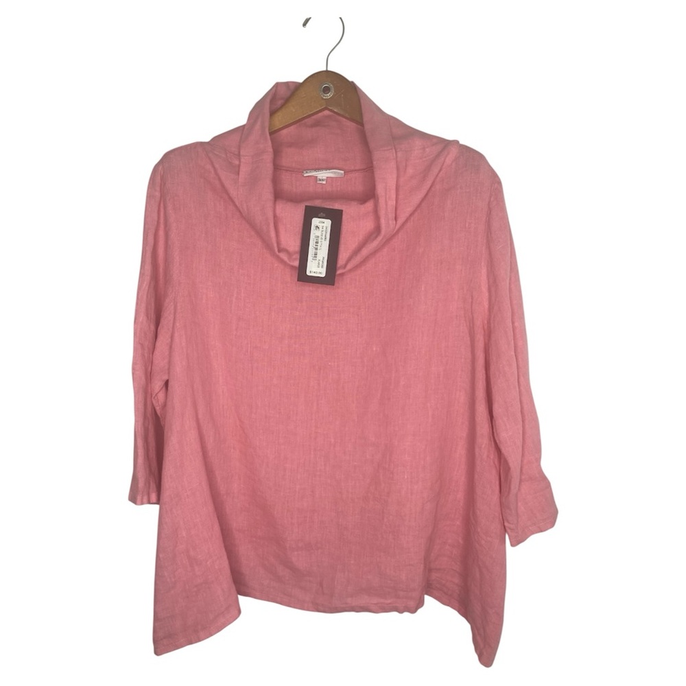 NEW Bryn Walker 3/4 sleeve  Linen Primrose Pink Shirt Lagenlook Top Size XL USA.